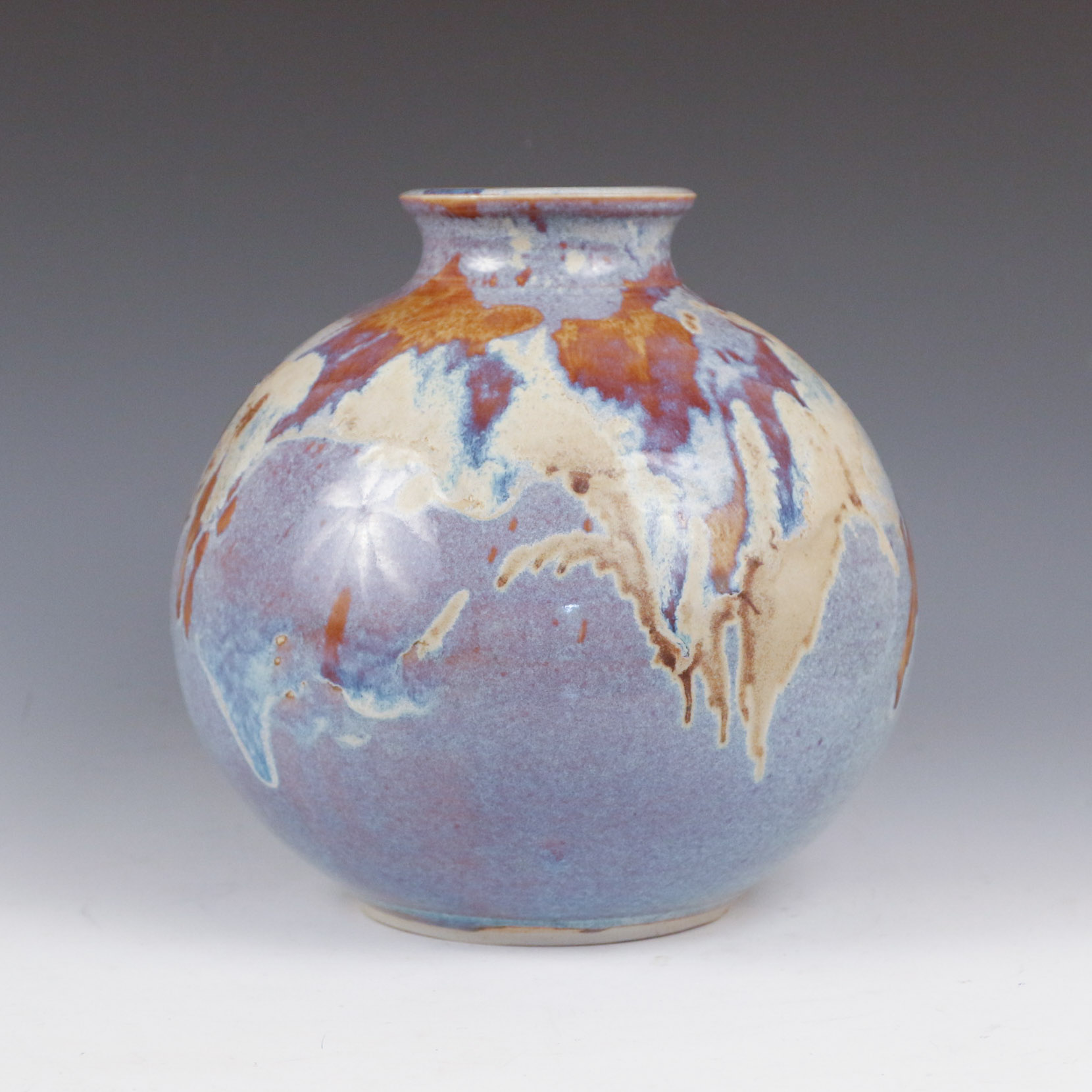 Signed Art Pottery Stoneware Drip Vase EBTH