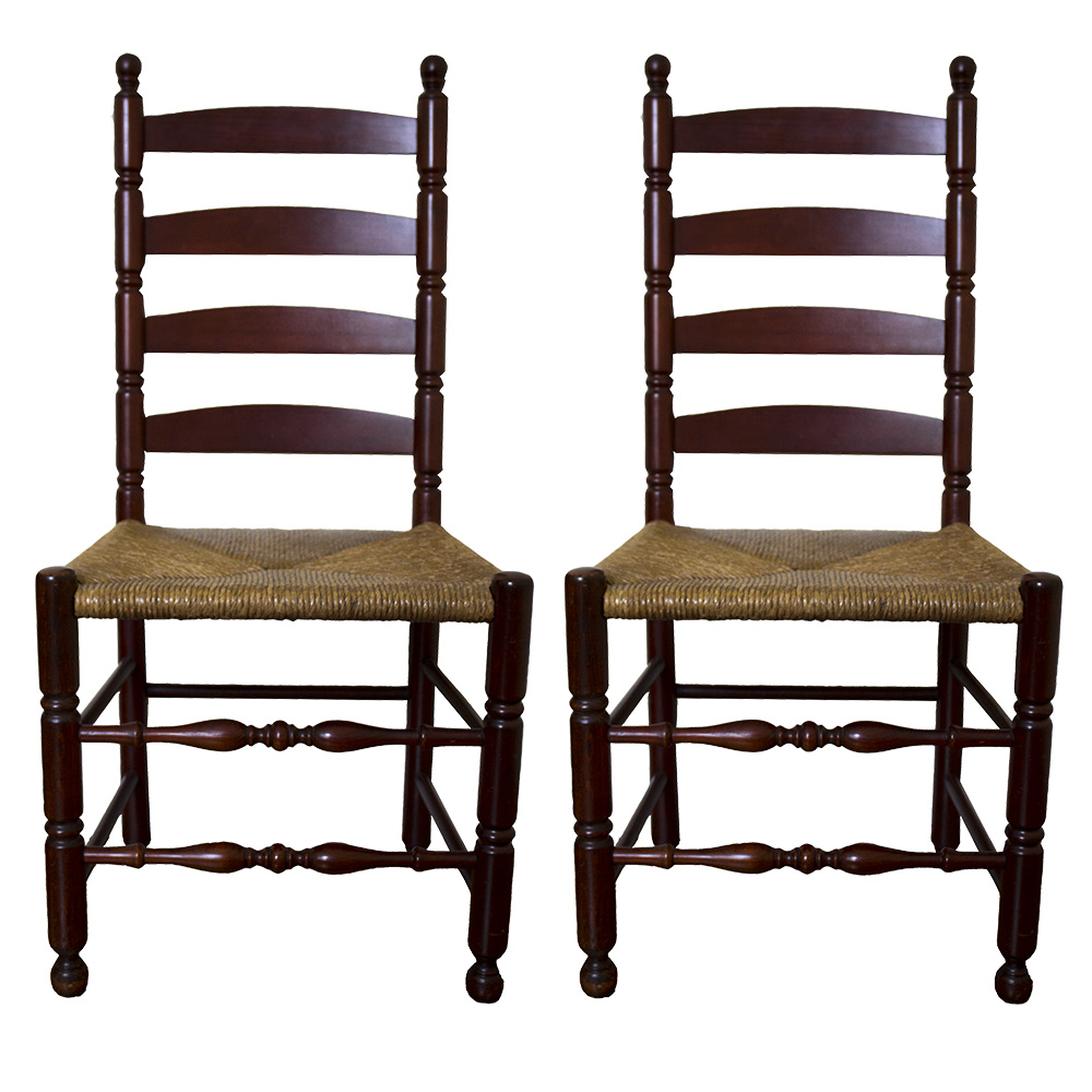 Cherry Ladder Back Caned Seat Chairs EBTH