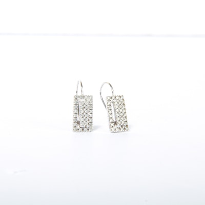 14K White Gold Diamond Dangle Earrings