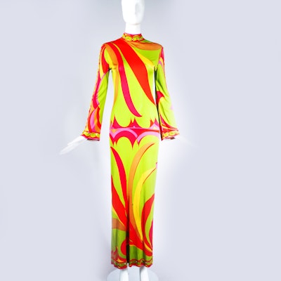Vintage 1970s Emilio Pucci Bodycon Printed Maxi Dress Vintage 1970s Emilio Pucci Bodycon Printed Maxi Dress