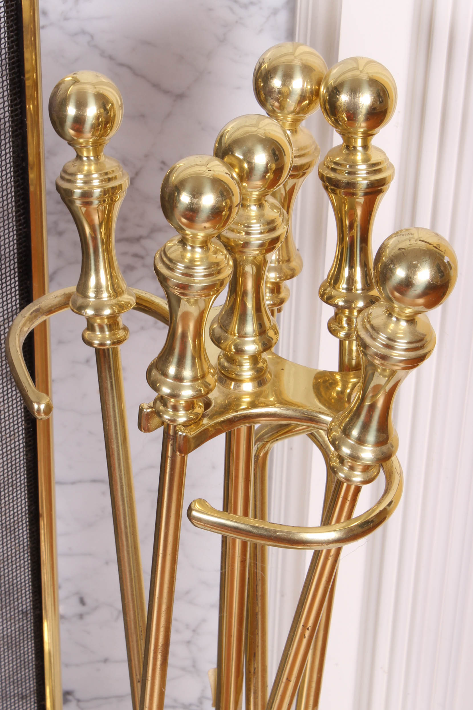 Collection of Fireplace Tools and Screen EBTH