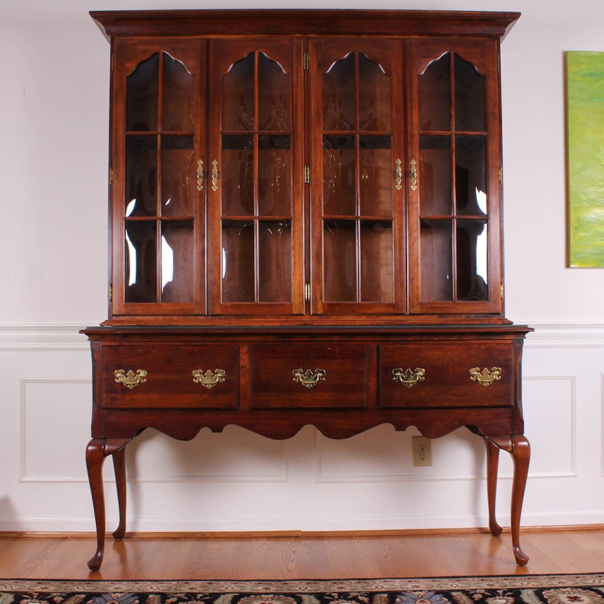 Queen Anne Style Sideboard With China Cabinet Ebth
