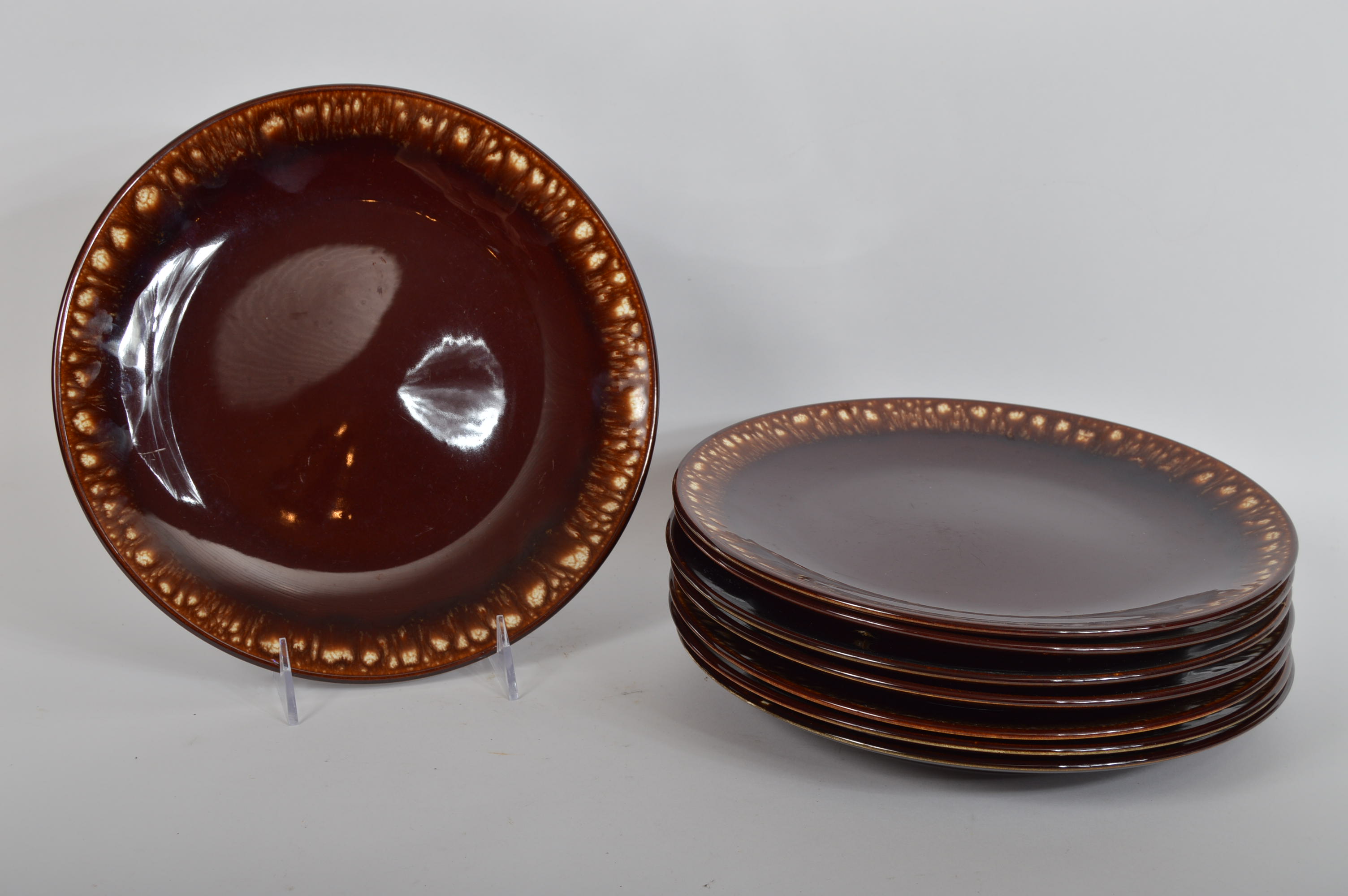 Eight Taylor Ironstone Dinner Plates in Sierra Pattern EBTH