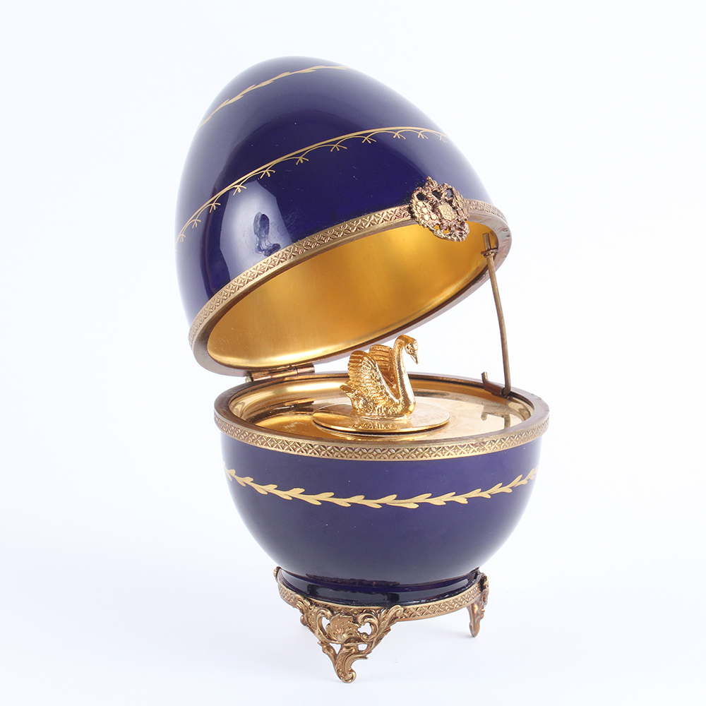 Fabergé Limoges and Sterling Silver Swan Egg Music Box EBTH