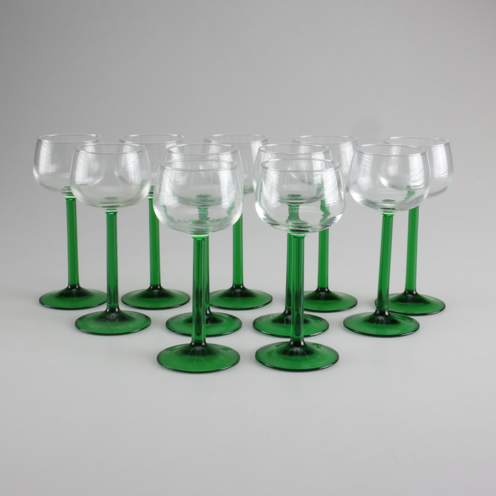 Green Stem Cordial Glasses EBTH