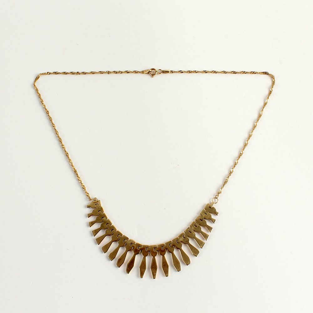 10K Tri Color Gold Fan Necklace EBTH