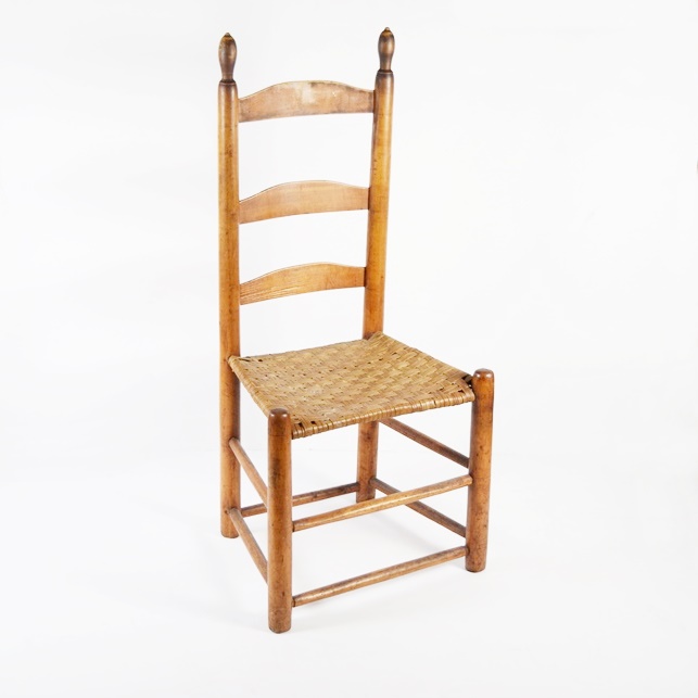 Early 19th Century Ladder Back Chair with Hickory Bark Woven Seat EBTH