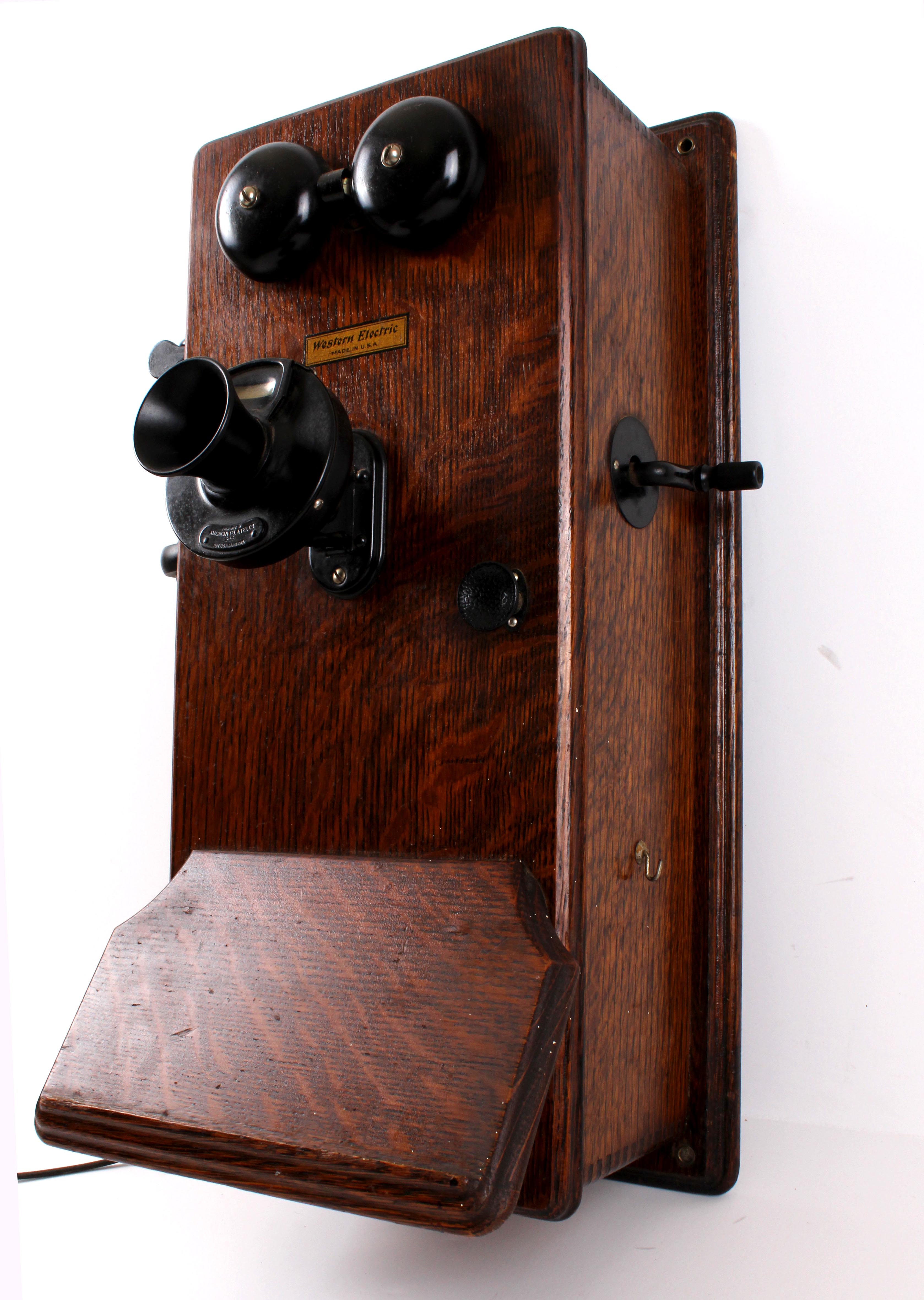 Antique Western Electric Wood Case Wall Telephone with Crank EBTH