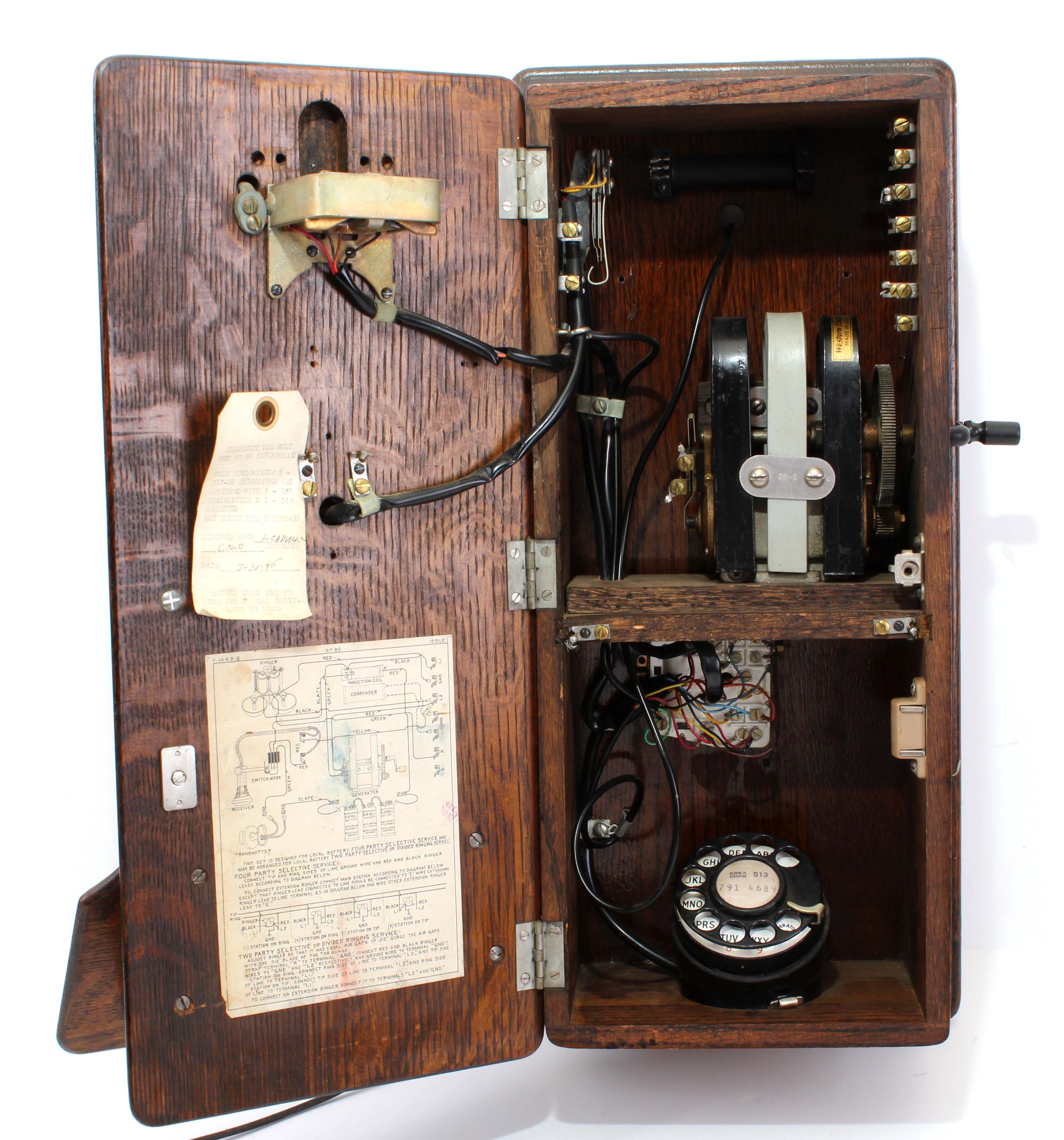 Antique Western Electric Wood Case Wall Telephone with Crank EBTH