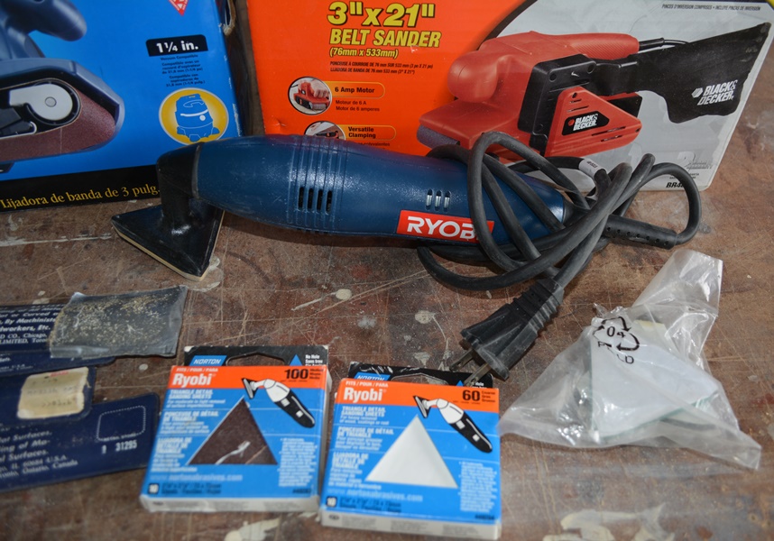 Ryobi and Black & Decker Belt Sanders, Manual Plane, Ryobi Triangle Sander, and Files EBTH