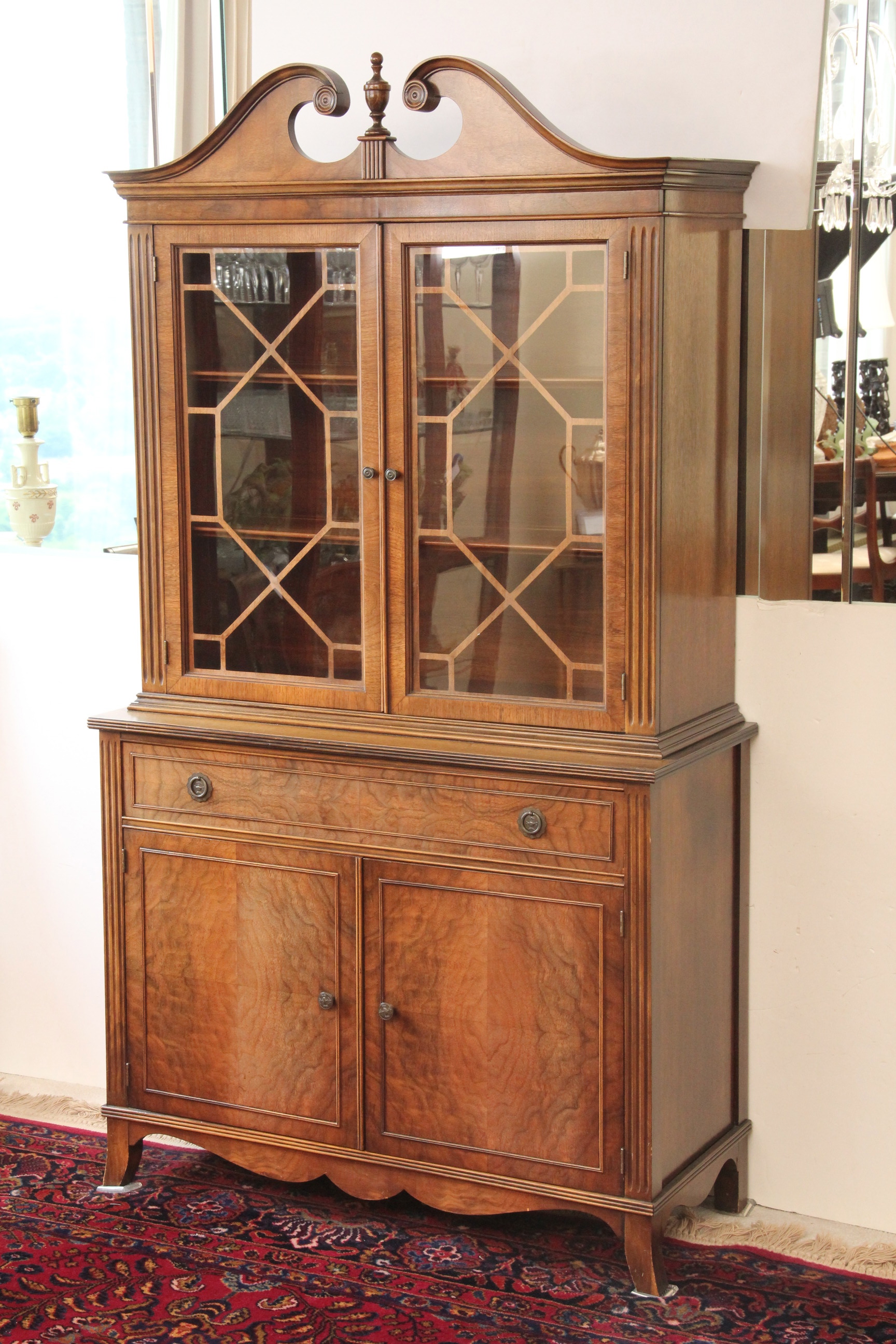 Vintage Hepplewhite Style Burl Wood Veneer China EBTH