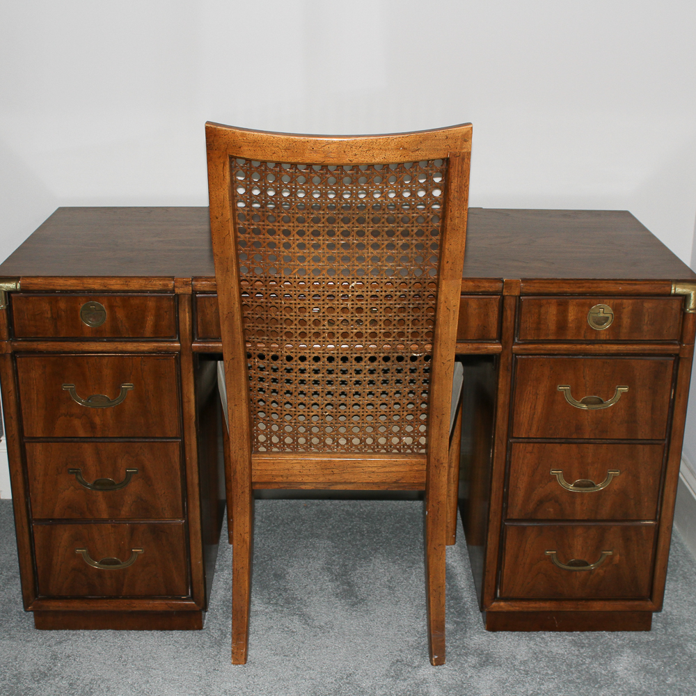 Drexel Heritage Accolade Campaign Style Desk And Chair Ebth