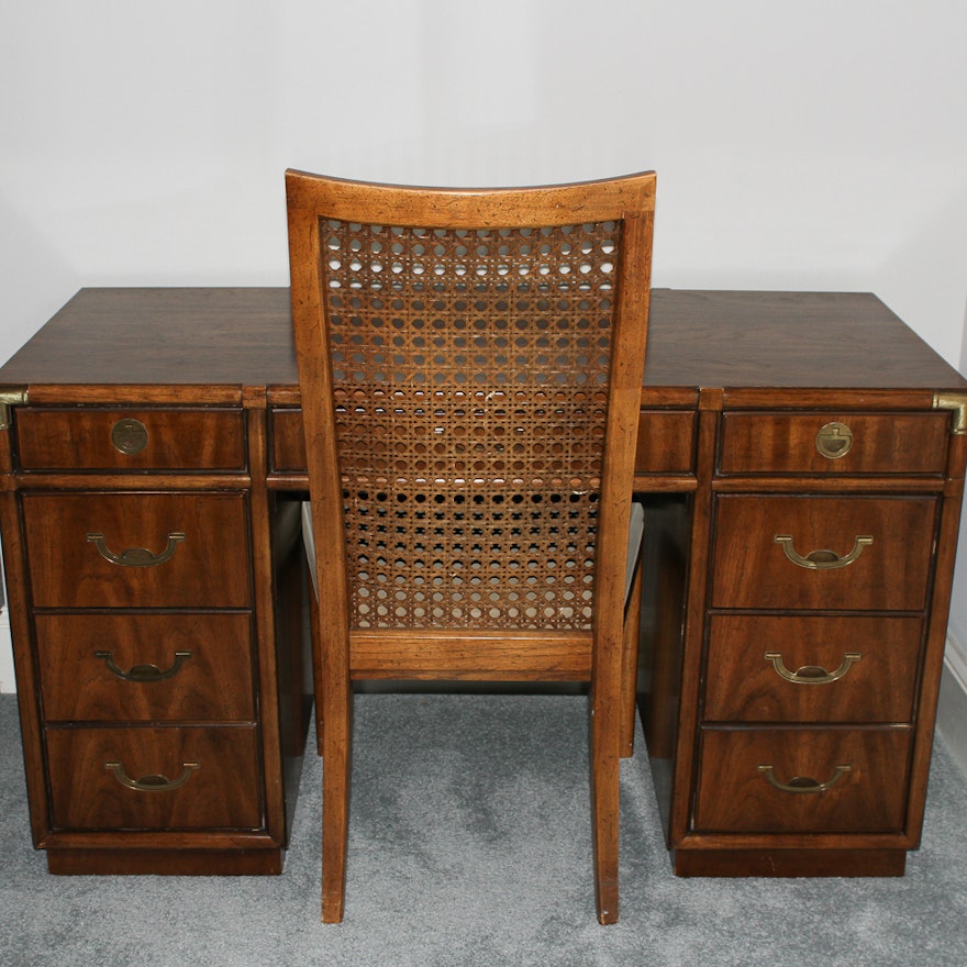 Drexel Heritage Accolade Campaign Style Desk And Chair Ebth