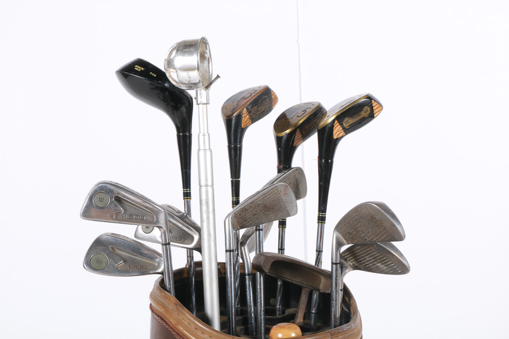 Vintage Golf Clubs with Leather Arnold Palmer Golf Bag EBTH