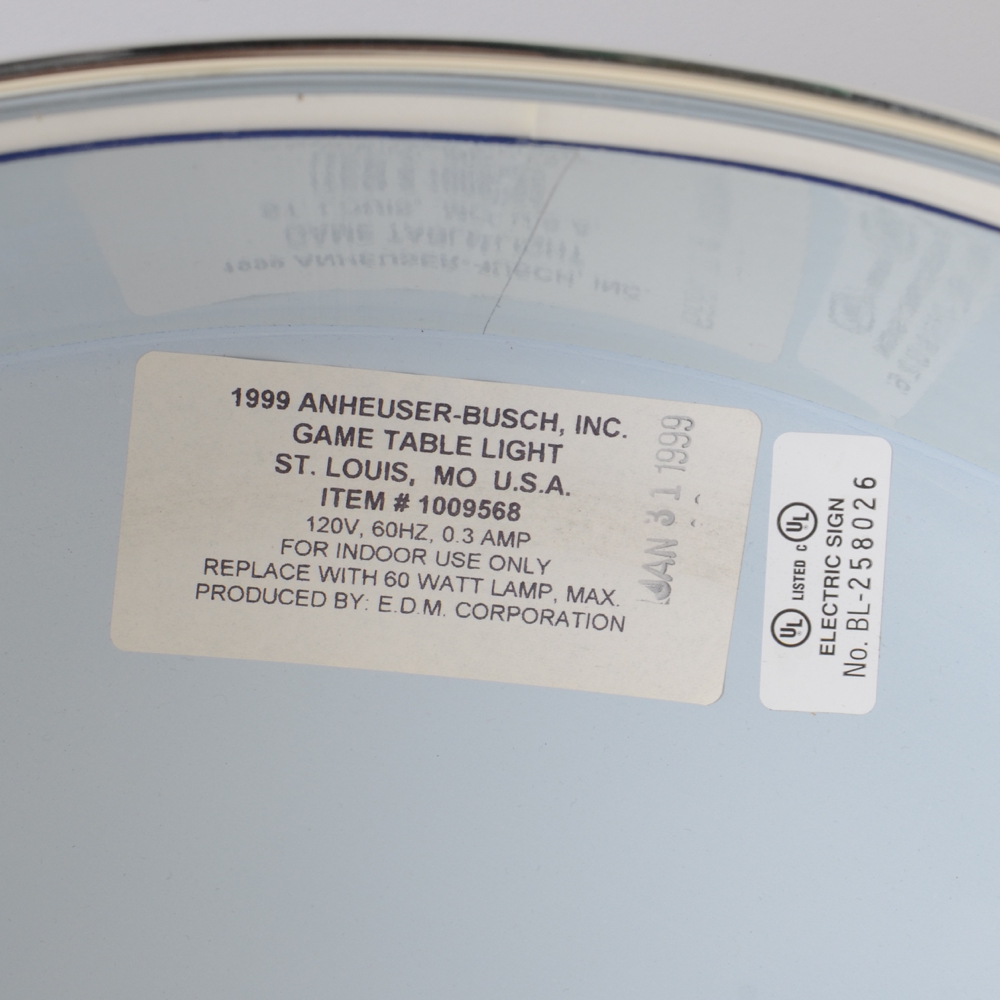 Bud Light Game Table Ceiling Lamp EBTH