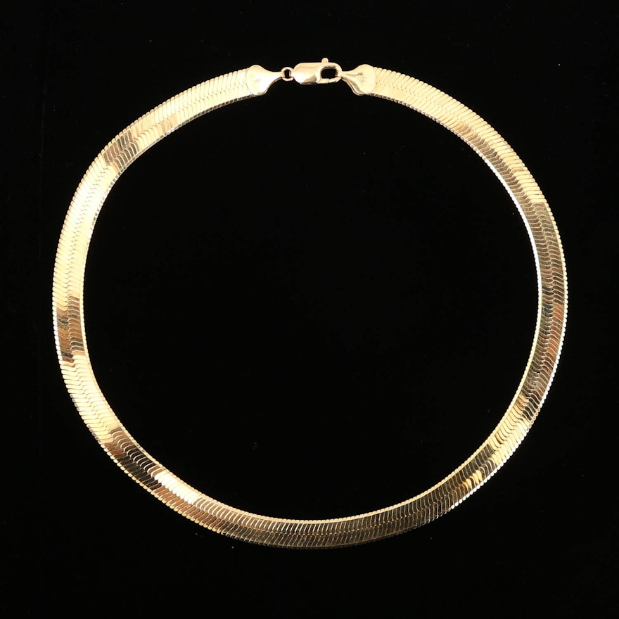 18k-yellow-gold-herringbone-necklace-ebth