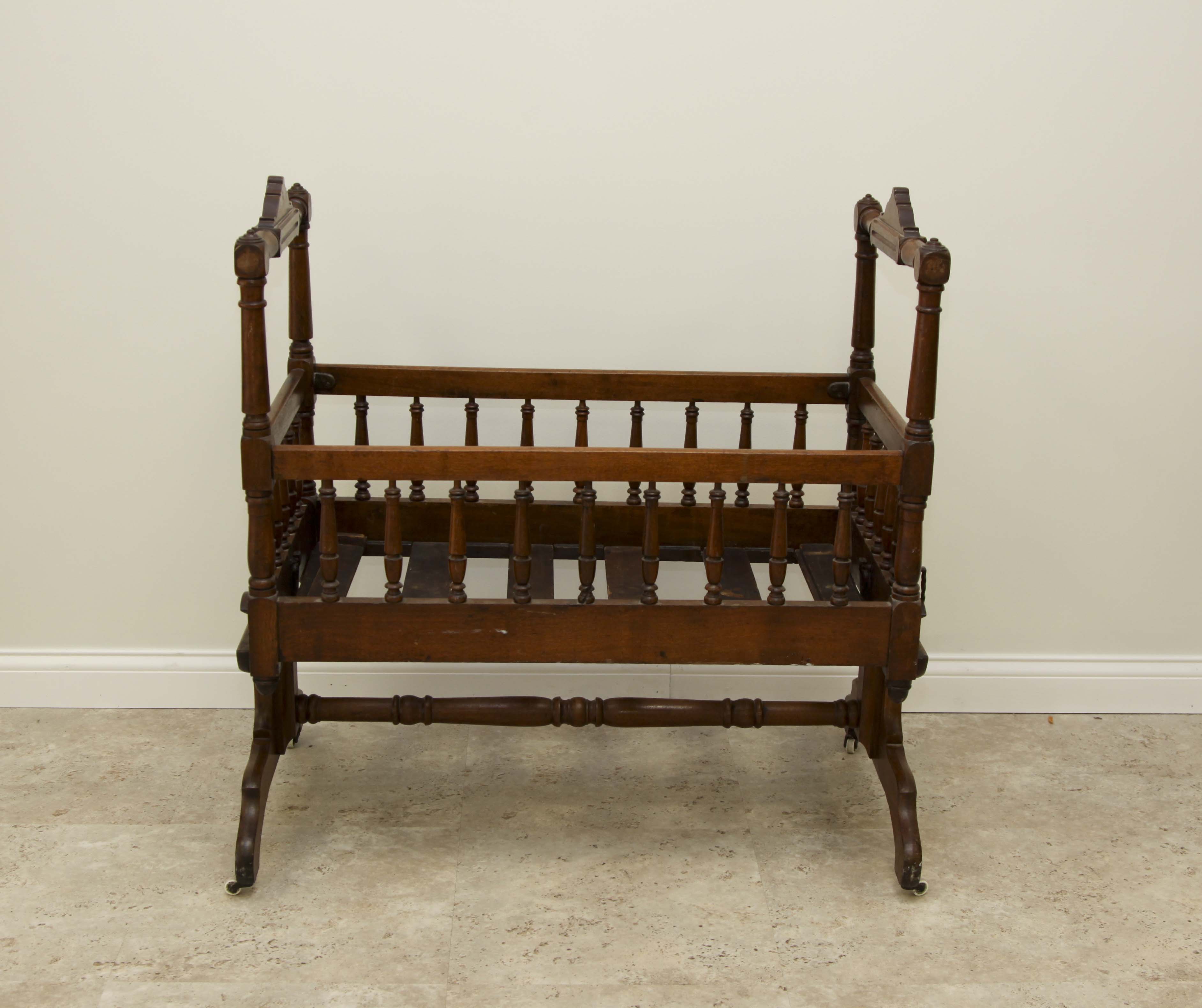 Antique Rocking Cradle On Wheels EBTH   IMG 0168.JPG