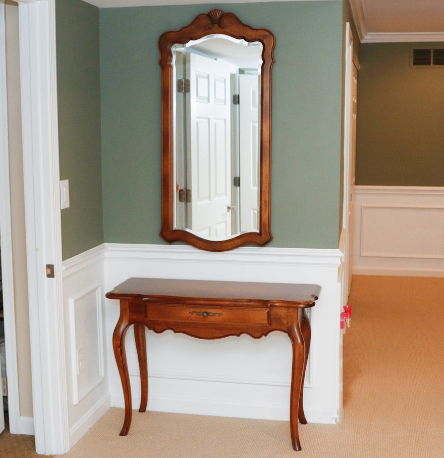 ethan allen "country french" console table and mirror : ebth ethan allen "country french" console table and mirror : ebth