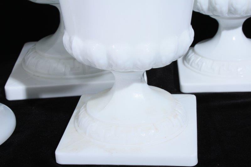 Seven Milk Glass Pedestal Vases EBTH