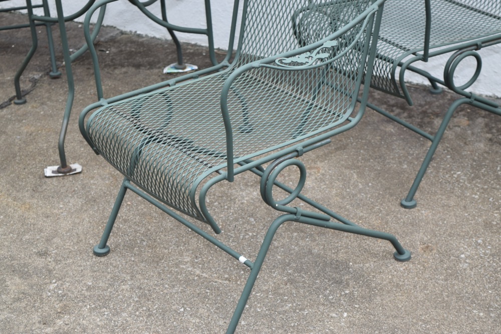 Wrought Iron Patio Table and Four Wrought Iron Rocking ...
