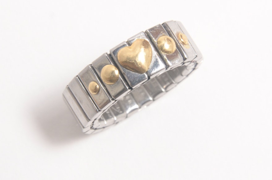 Two Zoppini Stainless Steel Rings with 18K Gold Accents | EBTH