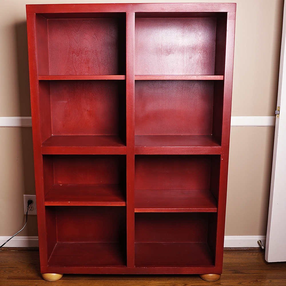 Red Wooden Bookshelf EBTH