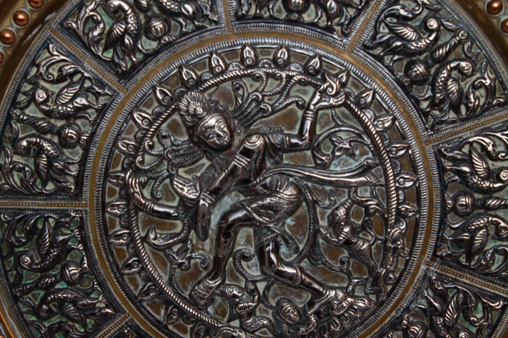Antique Indian .800 Silver and Brass Plate With Shiva EBTH