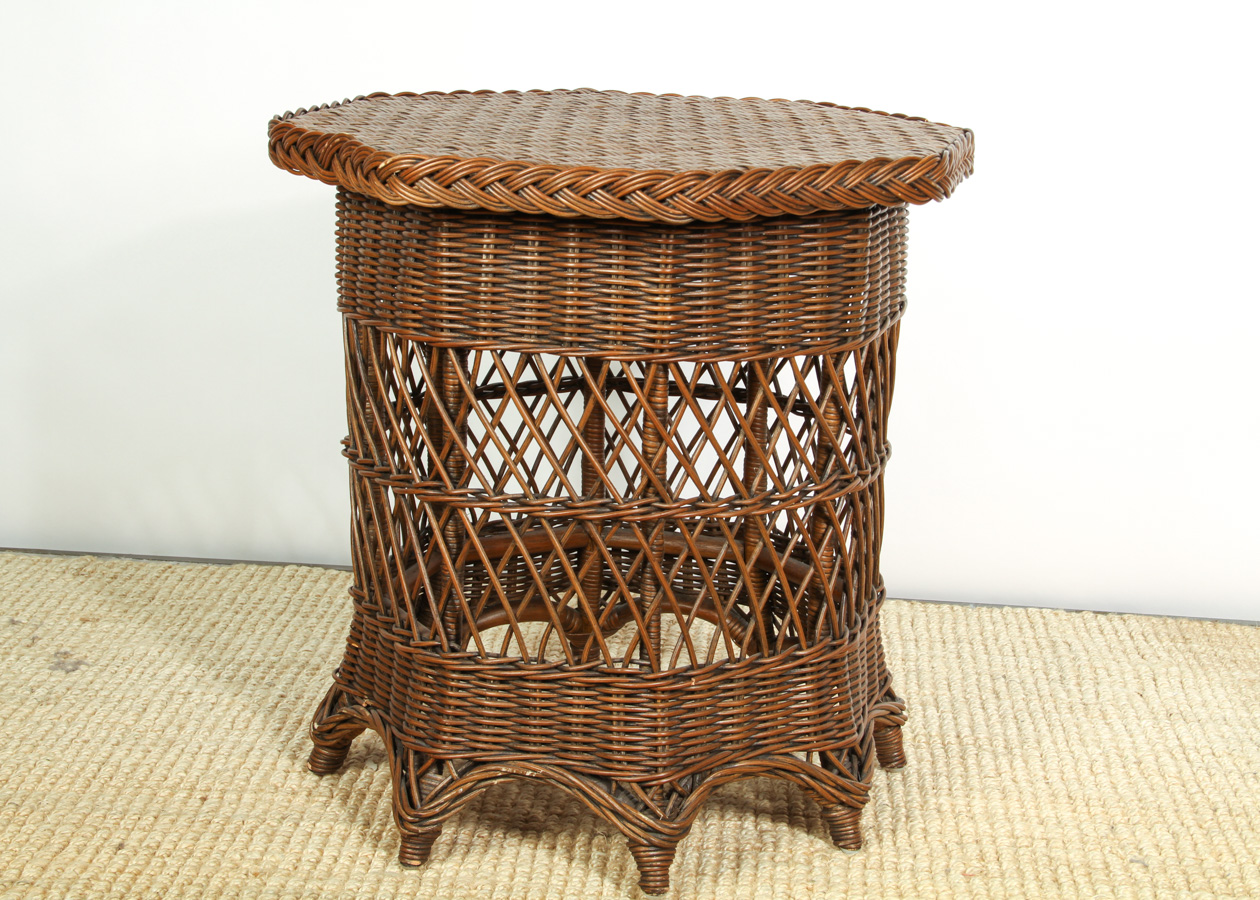 Pair of Brown Wicker End Tables EBTH
