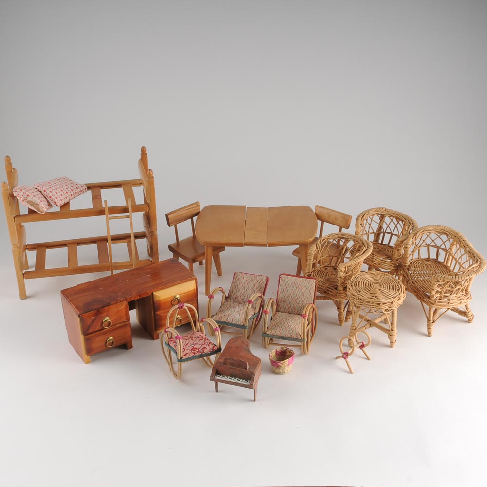 vintage wooden doll furniture