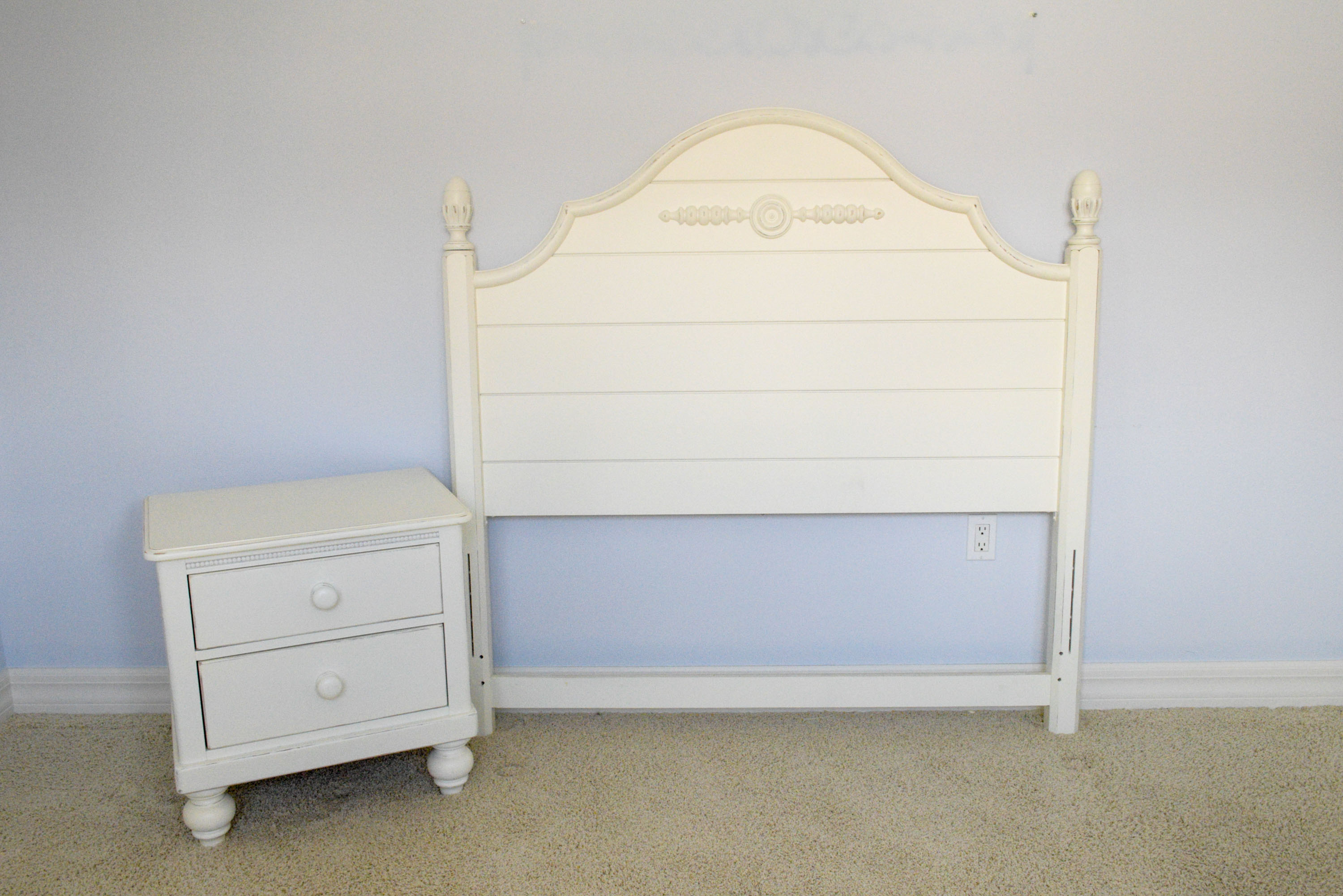 White Lexington Kids Headboard And Bedside Table Ebth