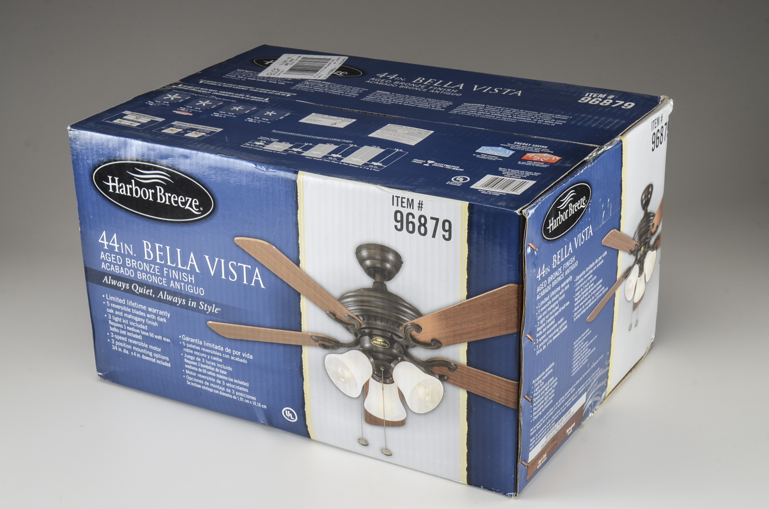 Harbor Breeze Bellevue 44" Indoor Ceiling Fan with Light Kit EBTH