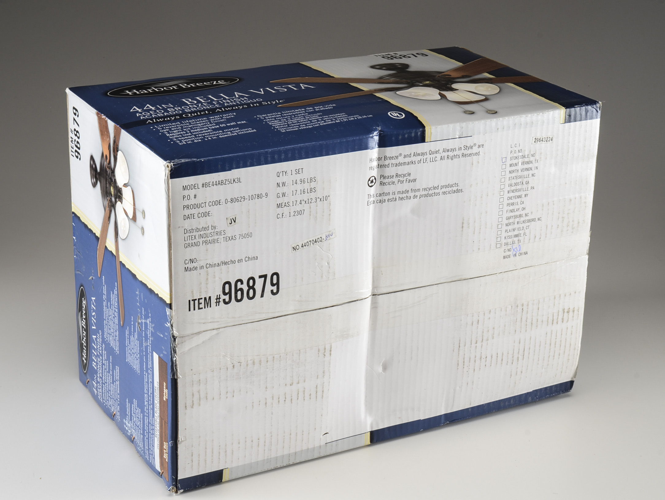 Harbor Breeze Bellevue 44" Indoor Ceiling Fan with Light Kit EBTH