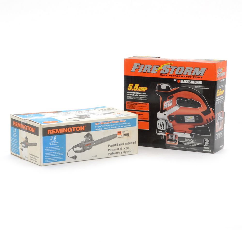 Remington 14 Electric Chain Saw And Fire Storm Jigsaw