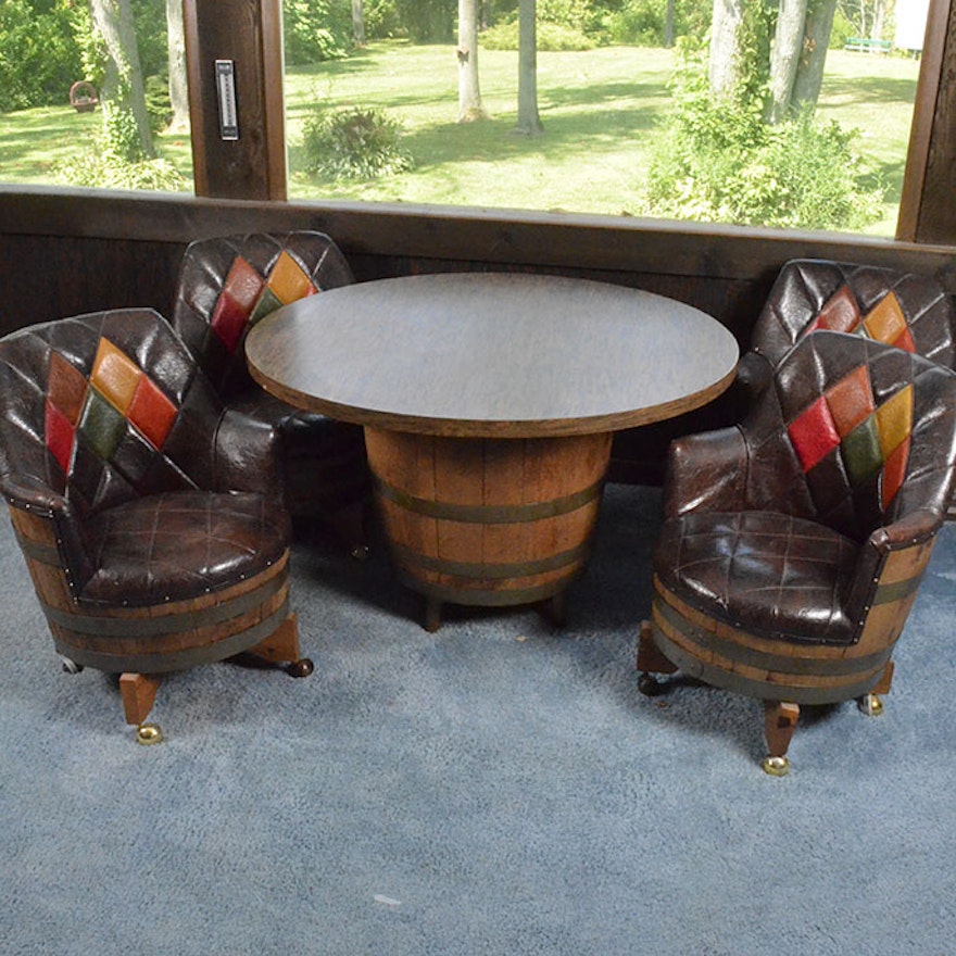 Featured image of post Barrel Table And Chairs Vintage Our wine barrel chairs are a blend of old world barrels and new world design and charm