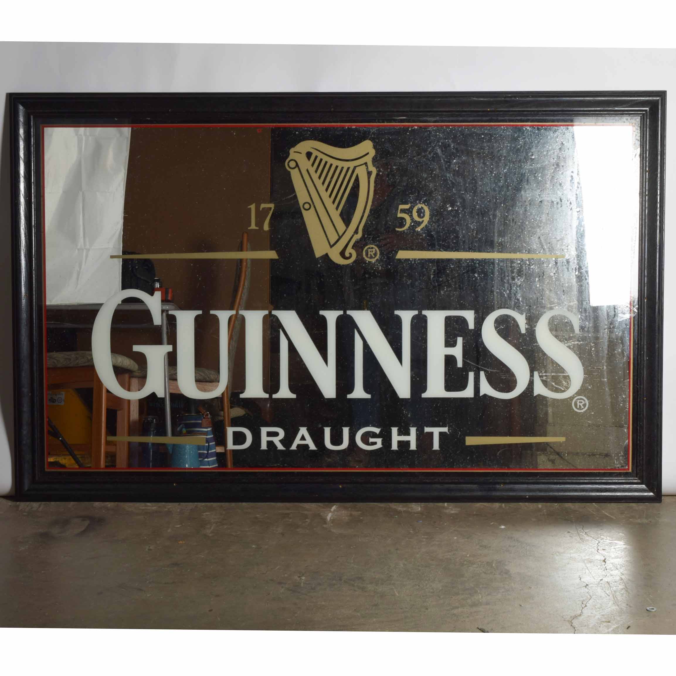 Large Guinness Advertising Bar Mirror EBTH