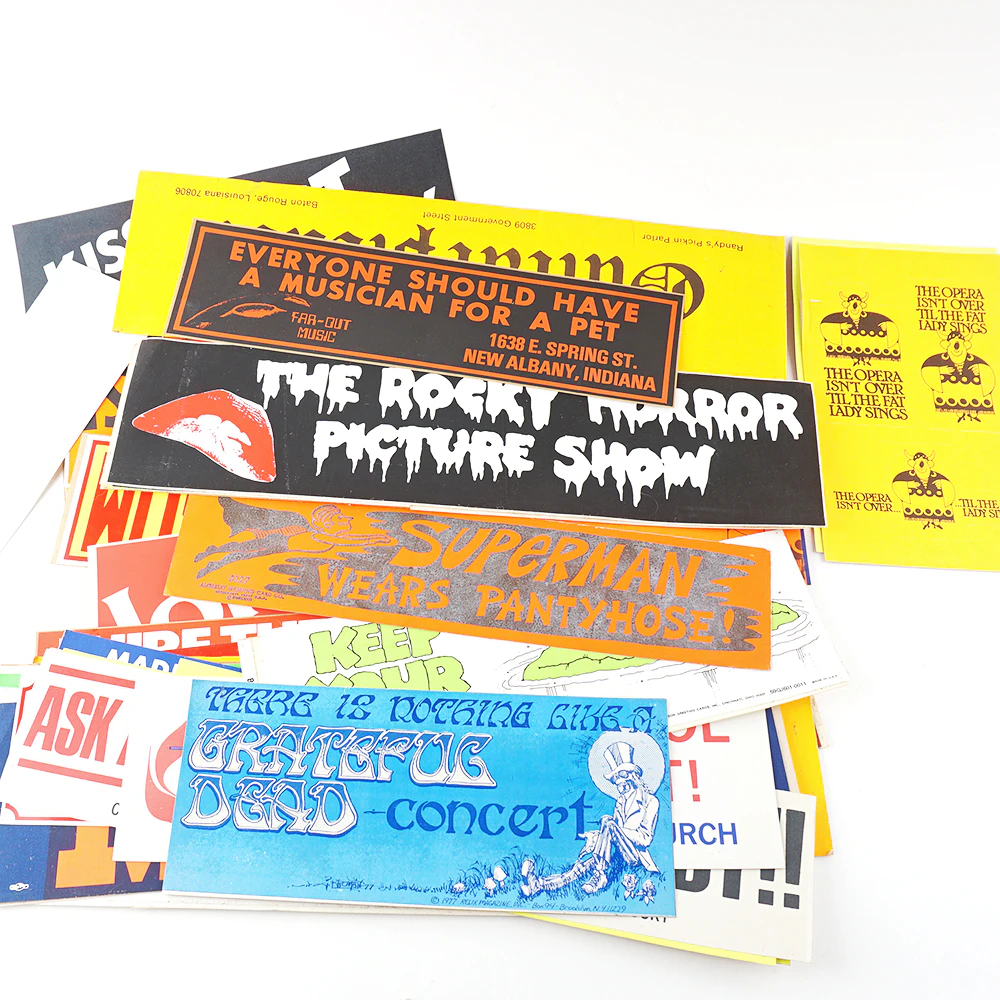 Assorted Vintage Bumper Stickers EBTH assorted-vintage-bumper-stickers-ebth