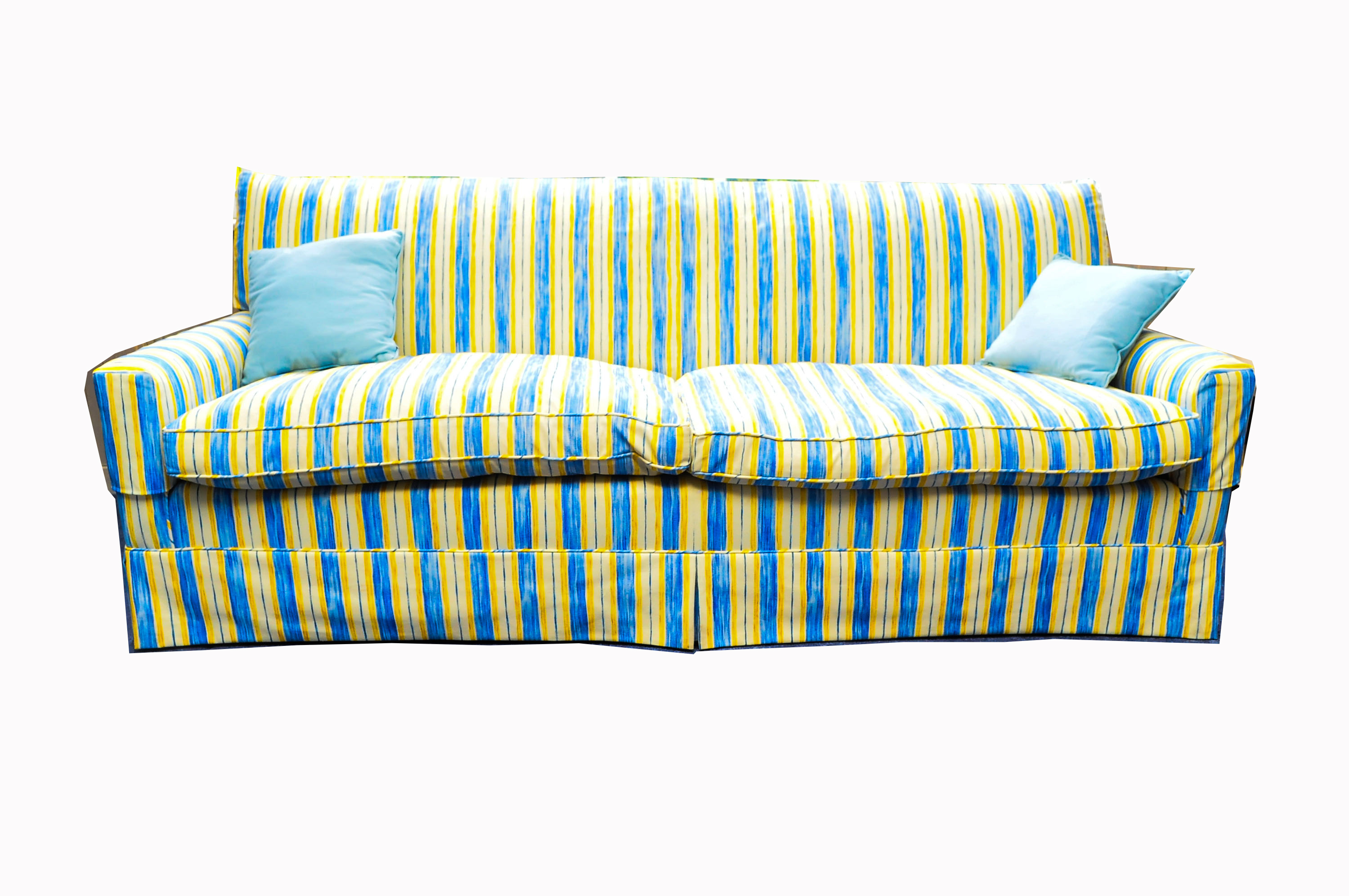 Blue and Yellow Striped Sofa EBTH