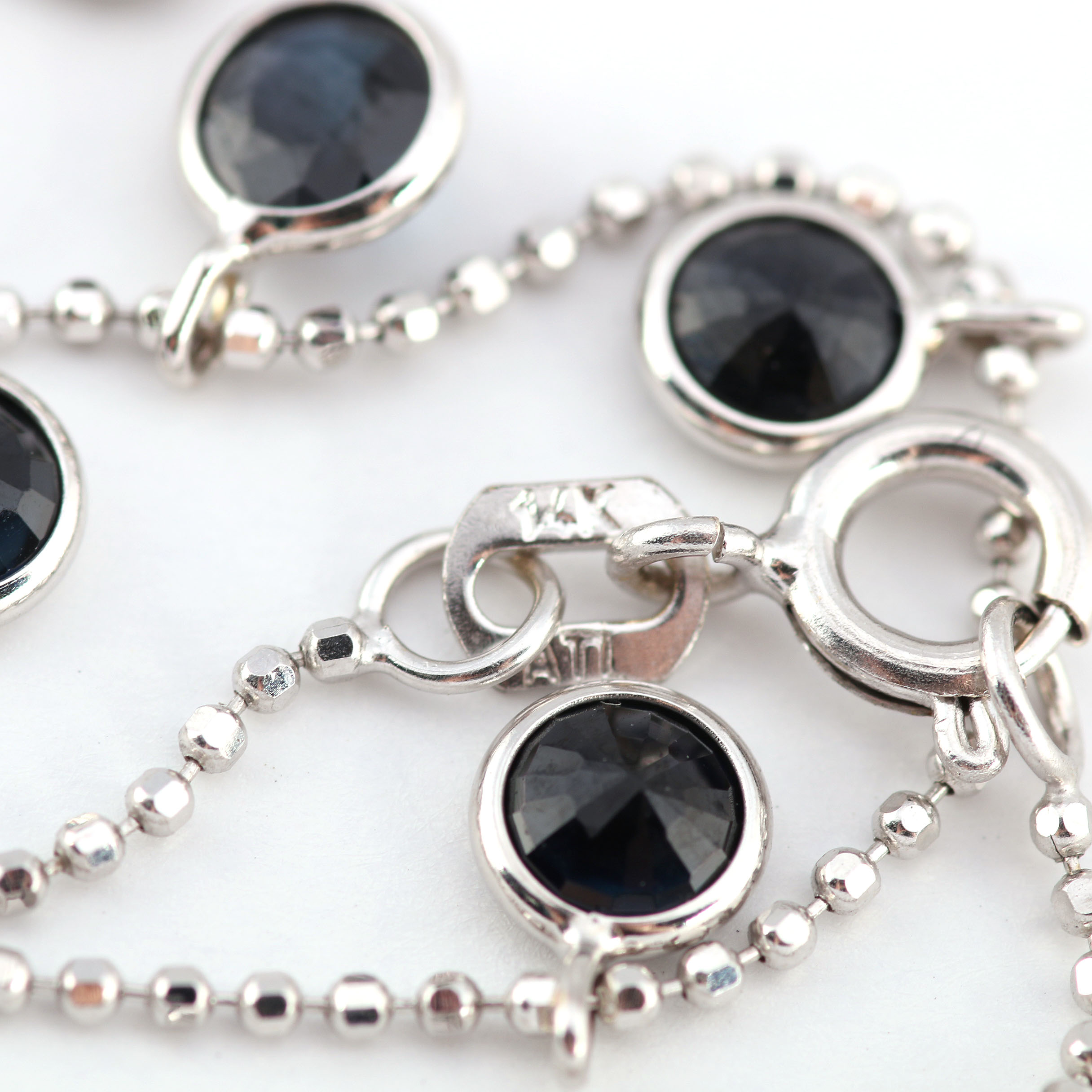 Sapphire Station Necklace in 14K White Gold EBTH