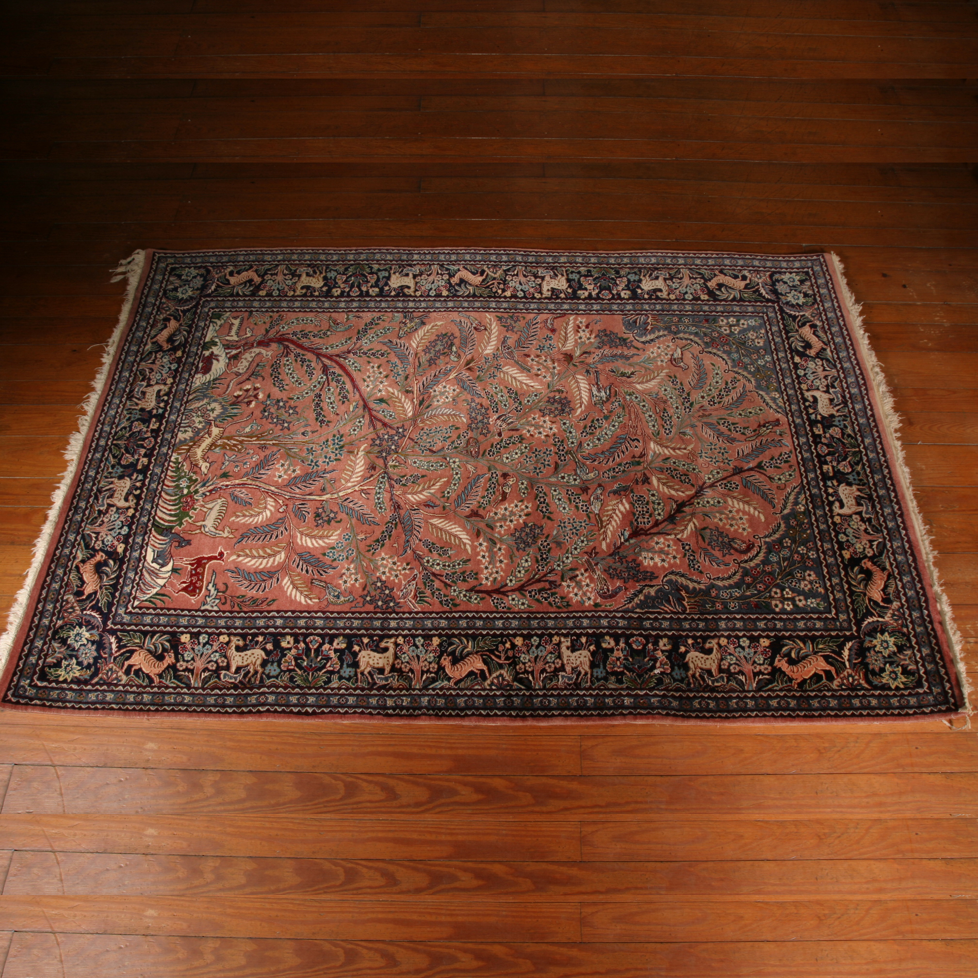 Handwoven Kashan Tree of Life Area Rug | EBTH