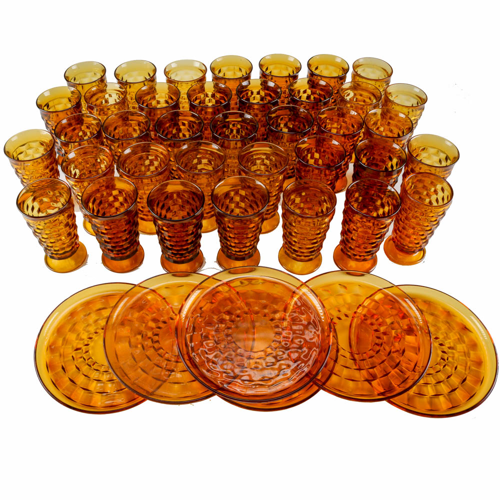 Large Set of Amber Colored Glassware EBTH