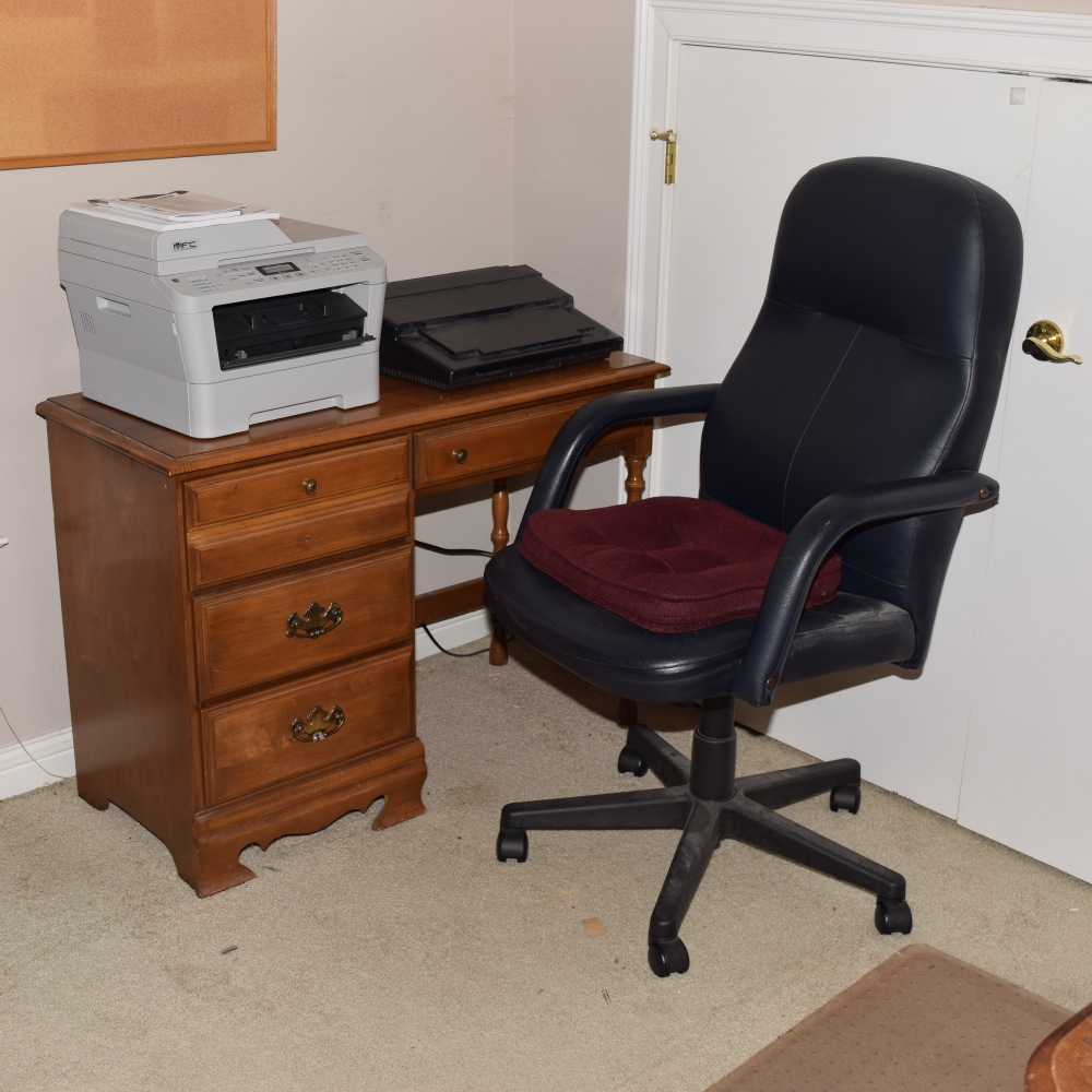 Maple Writing Desk, Typewriter, Copier and Office Chair EBTH