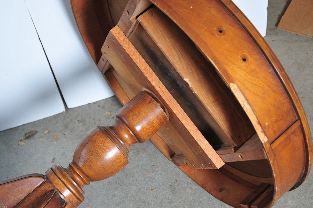 Vintage Leather Top Drum Table Project EBTH