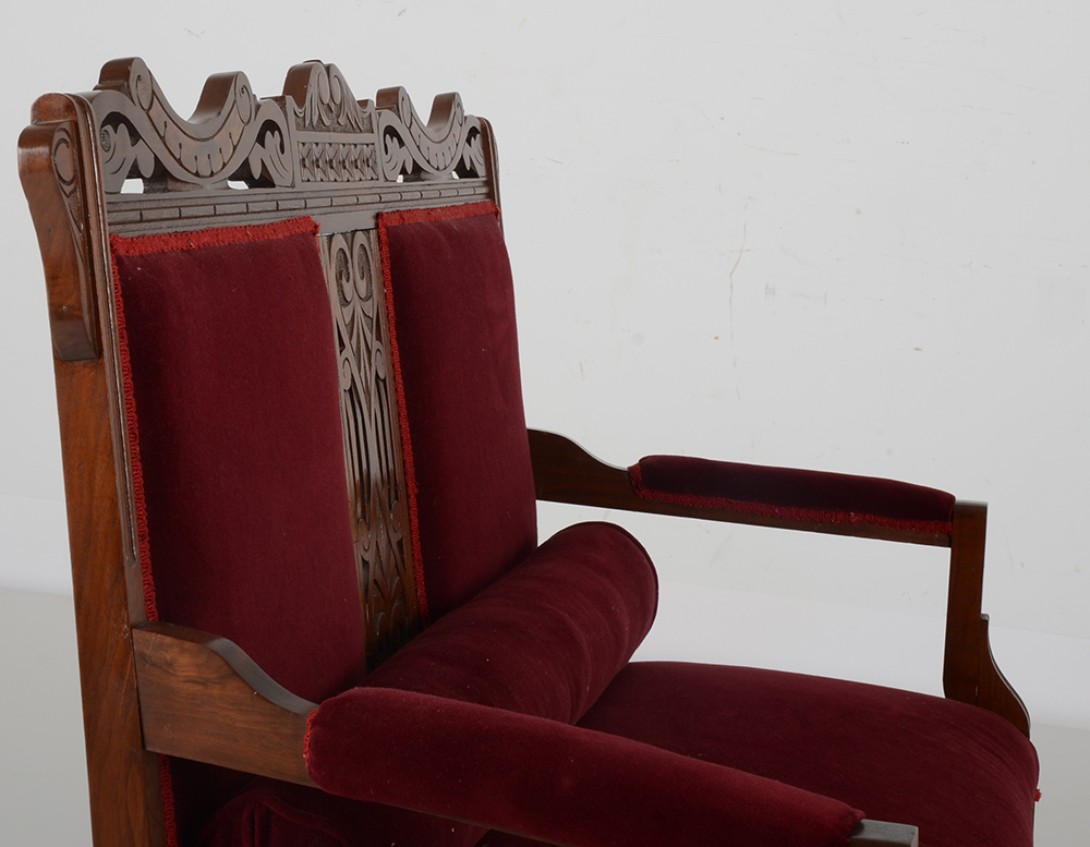 Walnut Eastlake Settee and Matching Side Chair EBTH