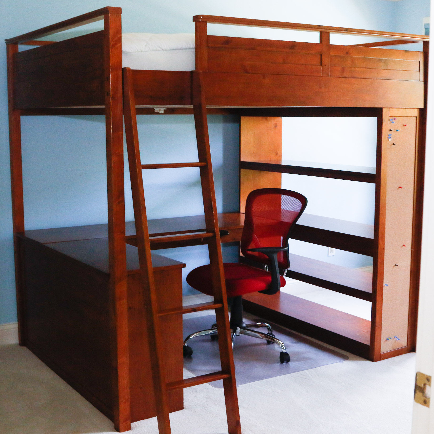 Pottery Barn Sleep Study Loft Bed With Desk Chair Ebth