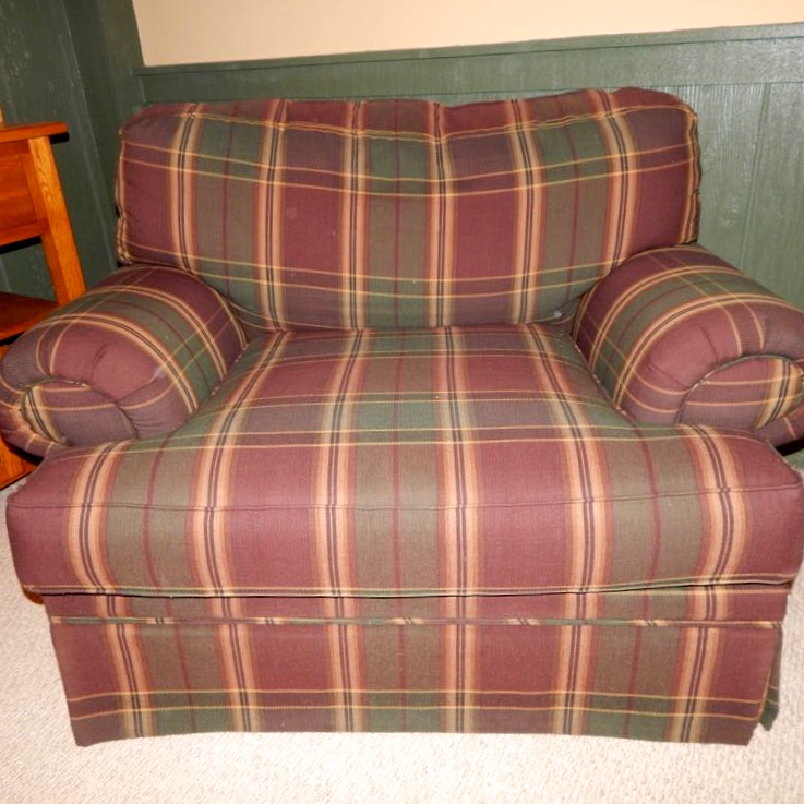 plaid chair and a half