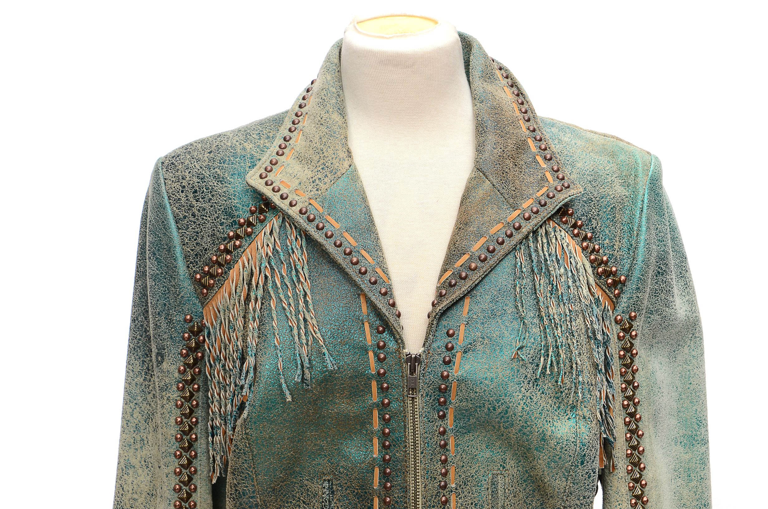 Double D Ranch of Yoakum, Texas Leather Jacket with Twist Fringe and