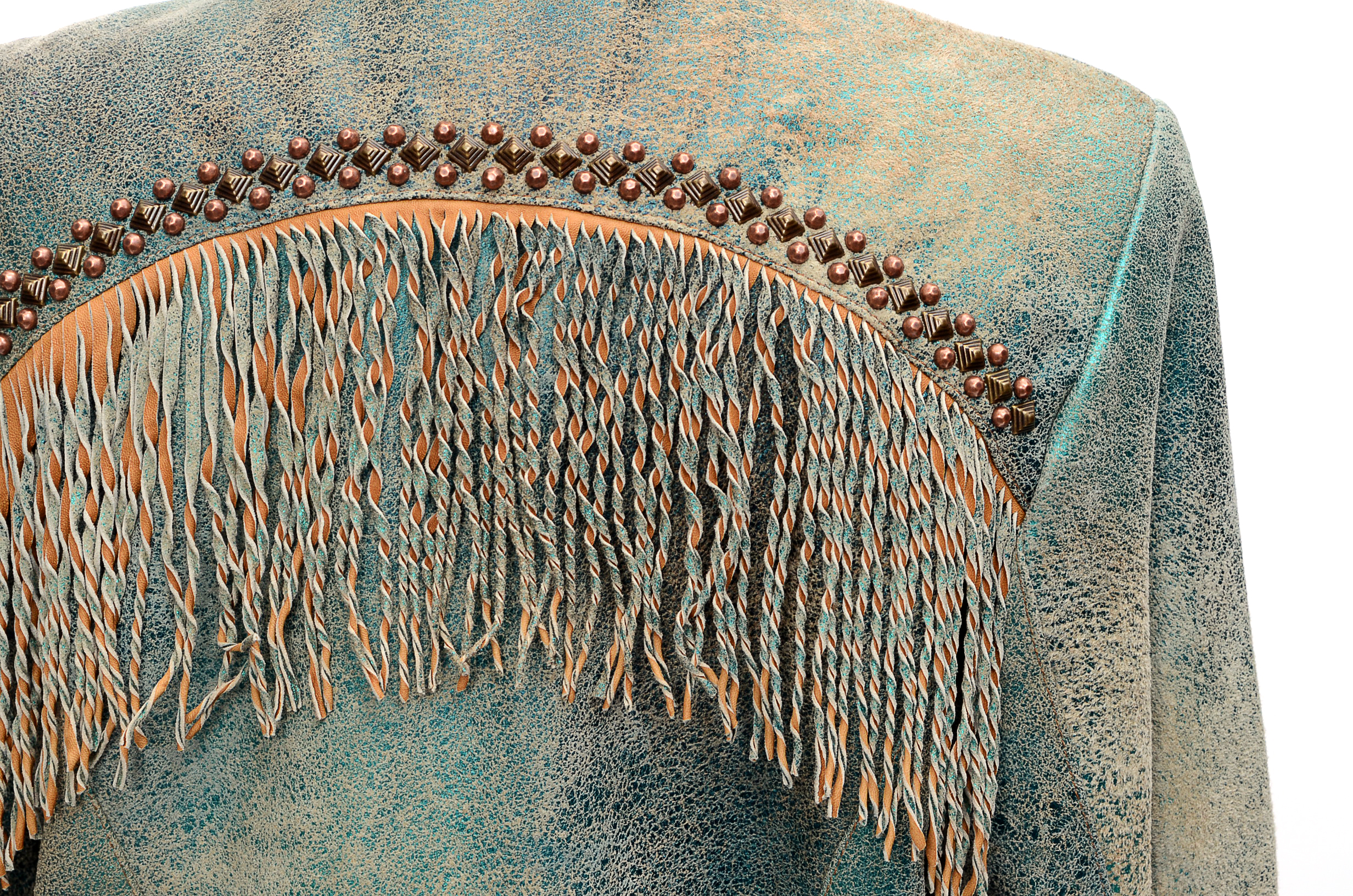 Double D Ranch of Yoakum, Texas Leather Jacket with Twist Fringe and