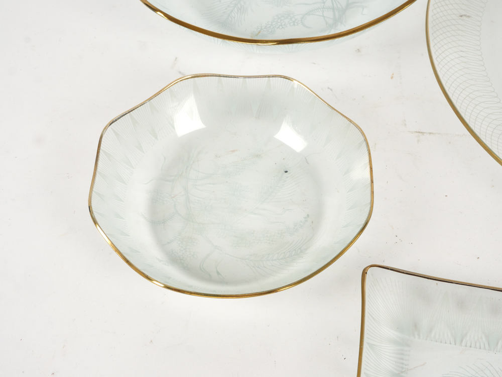 Collection of Vintage Glassware with Gold Trim EBTH