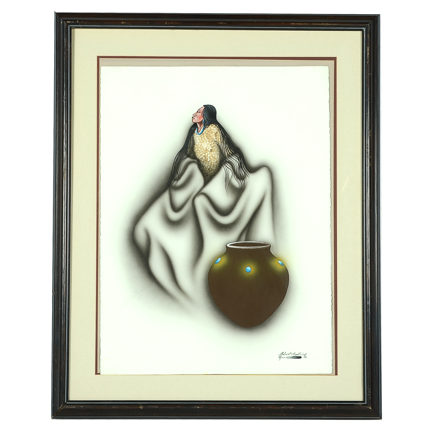 Original Gouache on Paper by Native American Artist Robert Redbird of