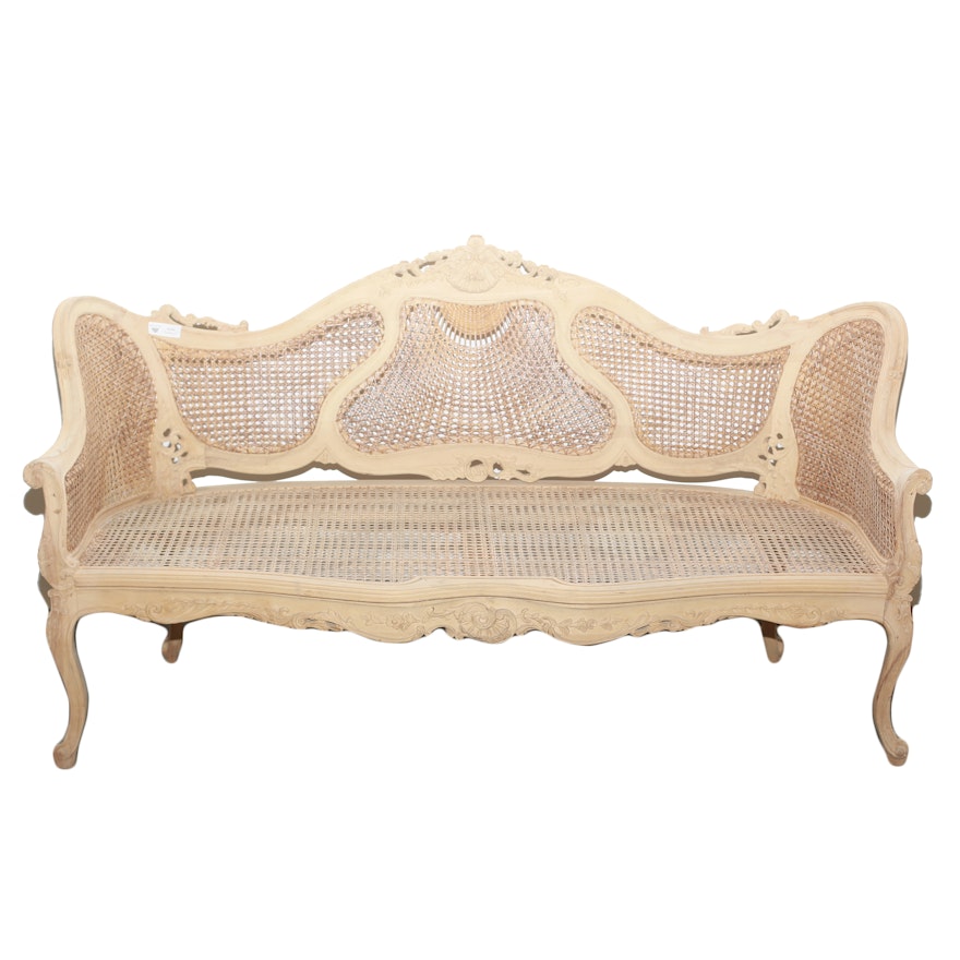 Unfinished French Provincial Cane Back Sofa Ebth Unfinished French Provincial Cane Back Sofa